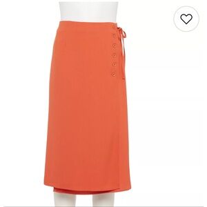 NWOT LC Lauren Conrad seam detailed midi skirt Rose Sienna (coral orange) SZ XS
